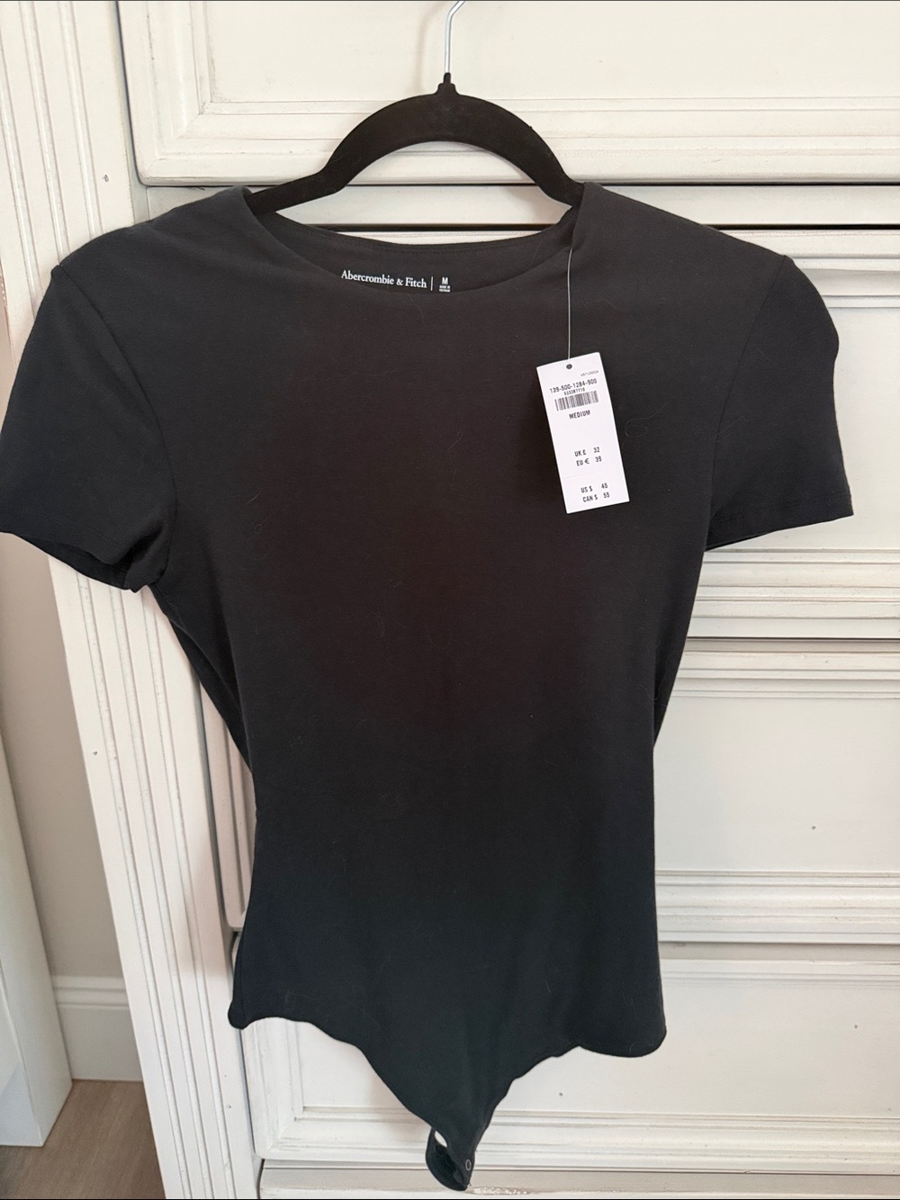 Abercrombie & Fitch Black Short-Sleeve stretch Crew Bodysuit